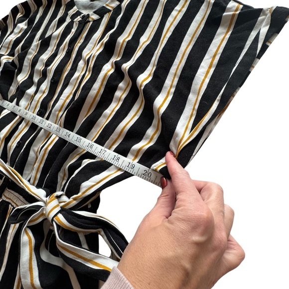 Who What Wear Striped Button Down Jumpsuit XL Black White Tie Waist Wide Leg - Picture 7 of 8